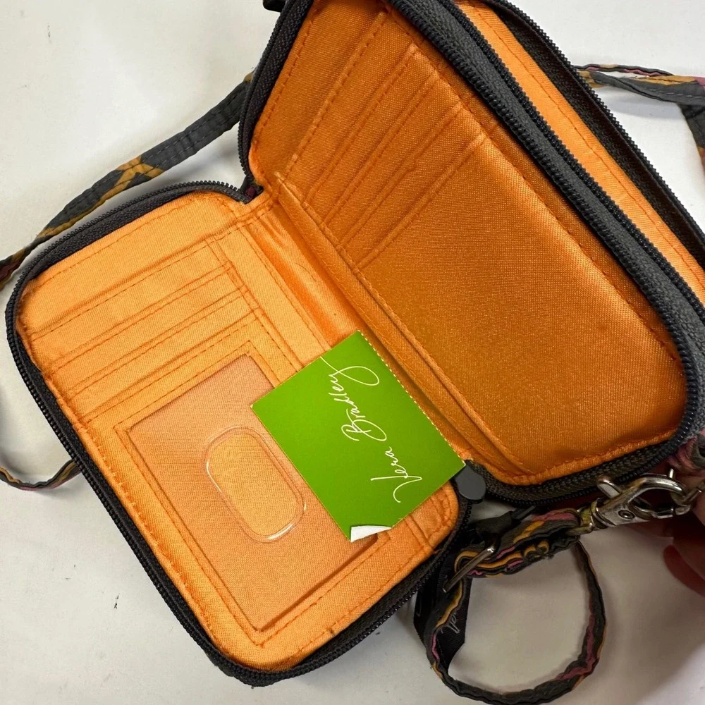 Vera Bradley Jazzy Swirls All in One Crossbody Wallet Bag Gray Pink Orange 14568